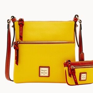 Dooney & Bourke Yellow Leather Crossbody Bag with Gold Hardware